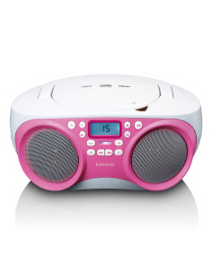 Lenco SCD-301PK Radio FM/CD/MP3 portable et lecteur USB Rose