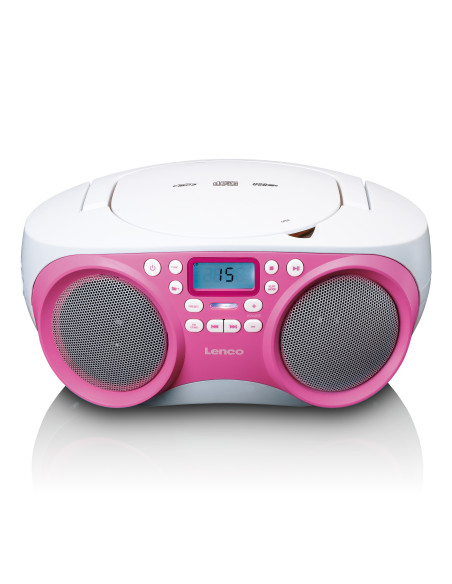 Lenco SCD-301PK Radio FM/CD/MP3 portable et lecteur USB Rose