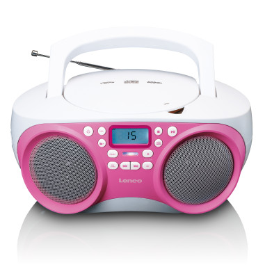 Lenco SCD-301PK Radio FM/CD/MP3 portable et lecteur USB Rose