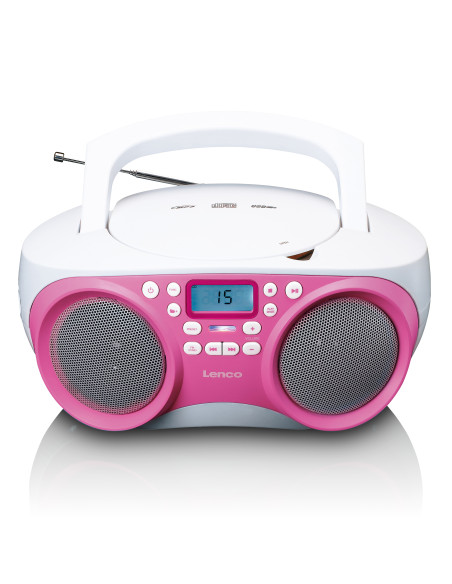 Lenco SCD-301PK Radio FM/CD/MP3 portable et lecteur USB Rose