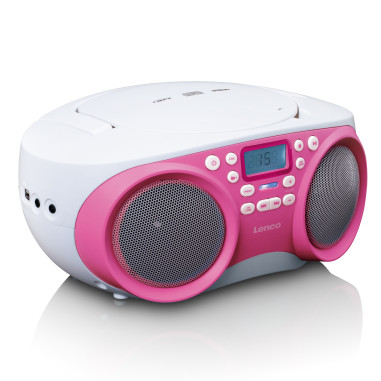 Lenco SCD-301PK Radio FM/CD/MP3 portable et lecteur USB Rose