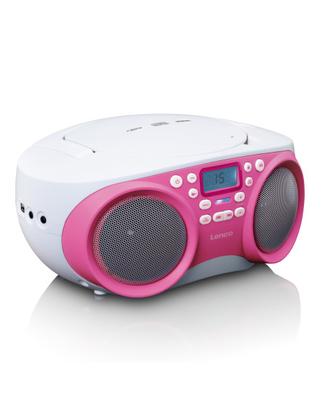 Lenco SCD-301PK Radio FM/CD/MP3 portable et lecteur USB Rose