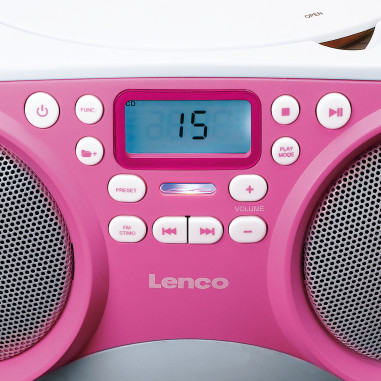 Lenco SCD-301PK Radio FM/CD/MP3 portable et lecteur USB Rose