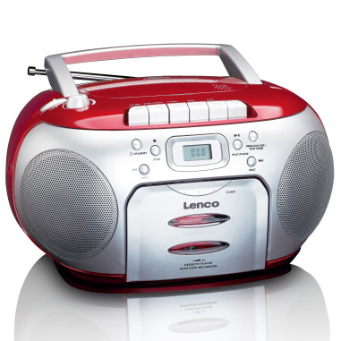 Lenco SCD-420RD Radio FM portable Lecteur de cassettes CD Rouge