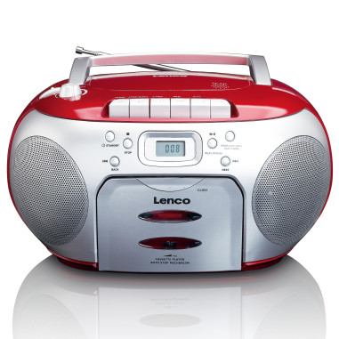 Lenco SCD-420RD Radio FM portable Lecteur de cassettes CD Rouge