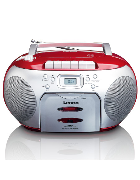 Lenco SCD-420RD Radio FM portable Lecteur de cassettes CD Rouge