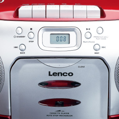 Lenco SCD-420RD Radio FM portable Lecteur de cassettes CD Rouge