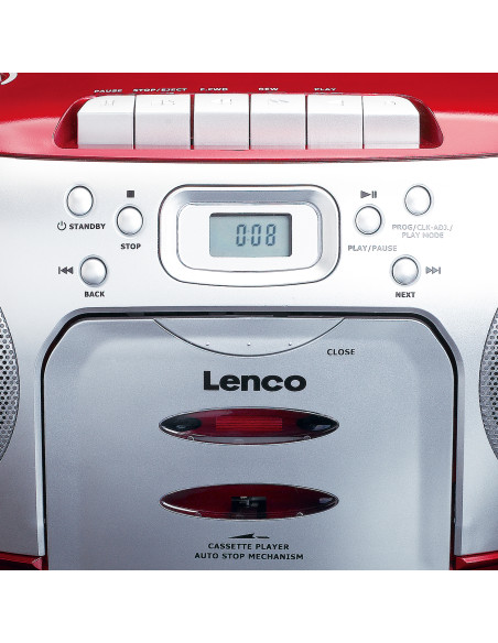 Lenco SCD-420RD Radio FM portable Lecteur de cassettes CD Rouge