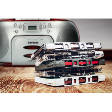 Lenco SCD-420RD Radio FM portable Lecteur de cassettes CD Rouge