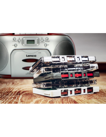 Lenco SCD-420RD Radio FM portable Lecteur de cassettes CD Rouge