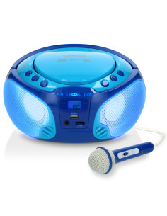Lenco SCD-650BU Radio FM portable CD/MP3/USB Microphone et effets lumineux Bleu