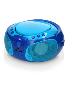 Lenco SCD-650BU Radio FM portable CD/MP3/USB Microphone et effets lumineux Bleu 2