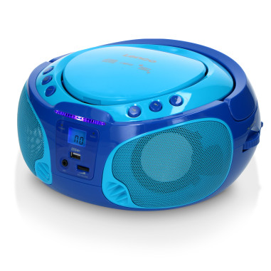 Lenco SCD-650BU Radio FM portable CD/MP3/USB Microphone et effets lumineux Bleu