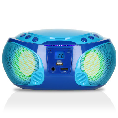 Lenco SCD-650BU Radio FM portable CD/MP3/USB Microphone et effets lumineux Bleu