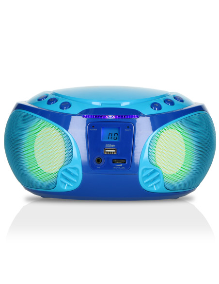 Lenco SCD-650BU Radio FM portable CD/MP3/USB Microphone et effets lumineux Bleu