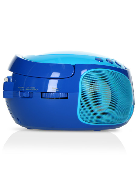 Lenco SCD-650BU Radio FM portable CD/MP3/USB Microphone et effets lumineux Bleu