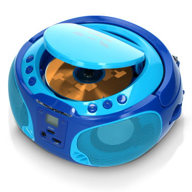 Lenco SCD-650BU Radio FM portable CD/MP3/USB Microphone et effets lumineux Bleu