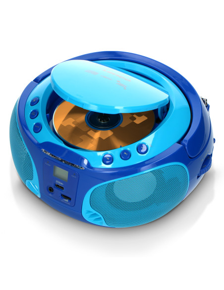 Lenco SCD-650BU Radio FM portable CD/MP3/USB Microphone et effets lumineux Bleu