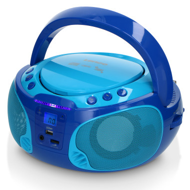 Lenco SCD-650BU Radio FM portable CD/MP3/USB Microphone et effets lumineux Bleu