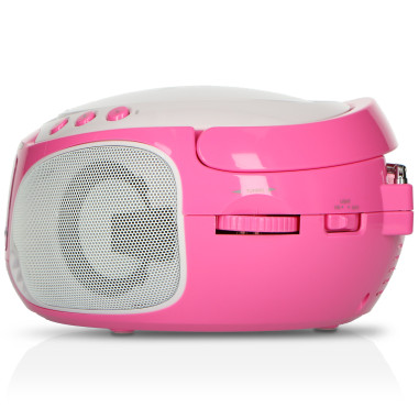 Lenco SCD-650PK Radio FM portable CD/MP3/USB Microphone et effets lumineux Rose