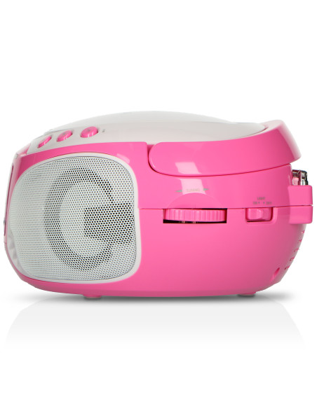 Lenco SCD-650PK Radio FM portable CD/MP3/USB Microphone et effets lumineux Rose