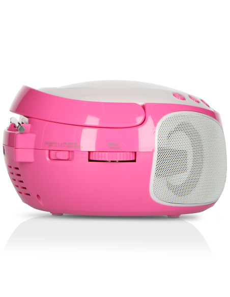 Lenco SCD-650PK Radio FM portable CD/MP3/USB Microphone et effets lumineux Rose