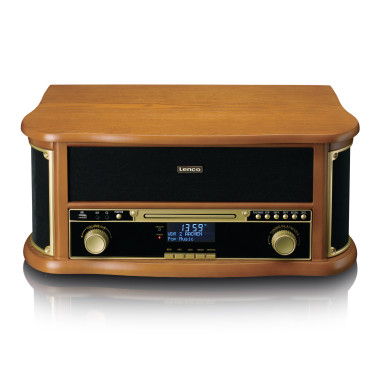 Lenco TCD-2571WD Tourne-disque rétro en bois avec Bluetooth®. radio DAB+/FM. encodage USB. lecteur CD. lecteur de cassettes et