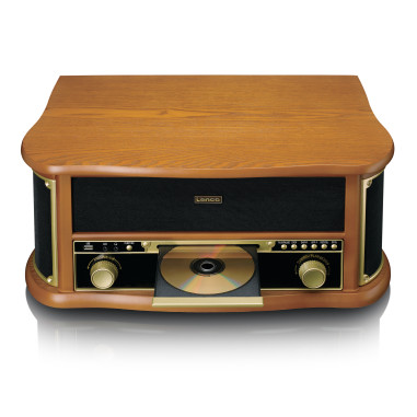 Lenco TCD-2571WD Tourne-disque rétro en bois avec Bluetooth®. radio DAB+/FM. encodage USB. lecteur CD. lecteur de cassettes et