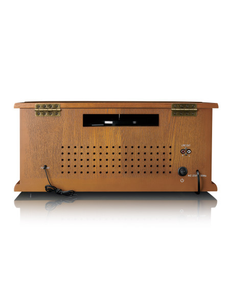 Lenco TCD-2571WD Tourne-disque rétro en bois avec Bluetooth®. radio DAB+/FM. encodage USB. lecteur CD. lecteur de cassettes et
