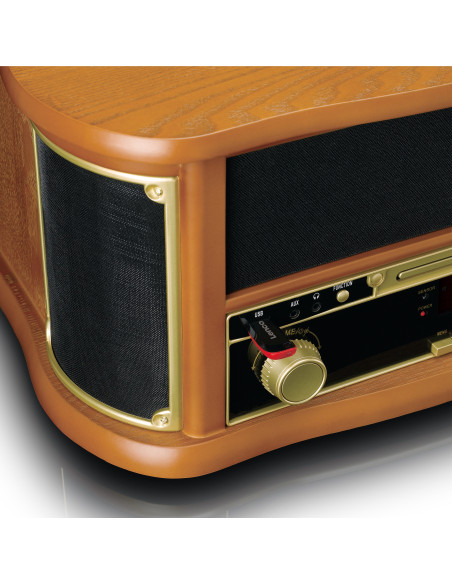 Lenco TCD-2571WD Tourne-disque rétro en bois avec Bluetooth®. radio DAB+/FM. encodage USB. lecteur CD. lecteur de cassettes et