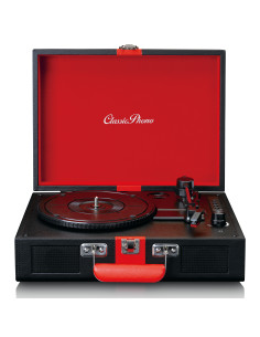 Lenco TT-110BKRD Lecteur de disques avec réception Bluetooth® et haut-parleurs intégrés Noir / Rouge