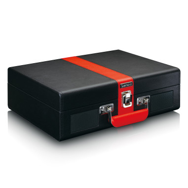 Lenco TT-110BKRD Lecteur de disques avec réception Bluetooth® et haut-parleurs intégrés Noir / Rouge