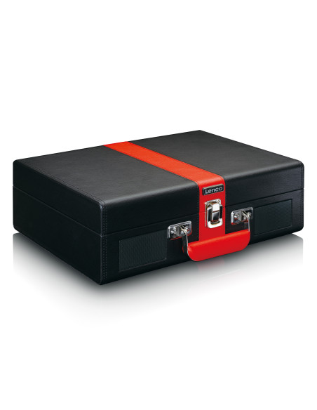 Lenco TT-110BKRD Lecteur de disques avec réception Bluetooth® et haut-parleurs intégrés Noir / Rouge