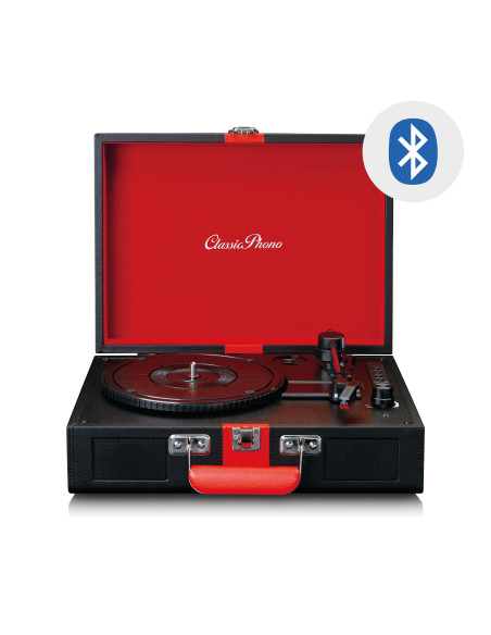 Lenco TT-110BKRD Lecteur de disques avec réception Bluetooth® et haut-parleurs intégrés Noir / Rouge