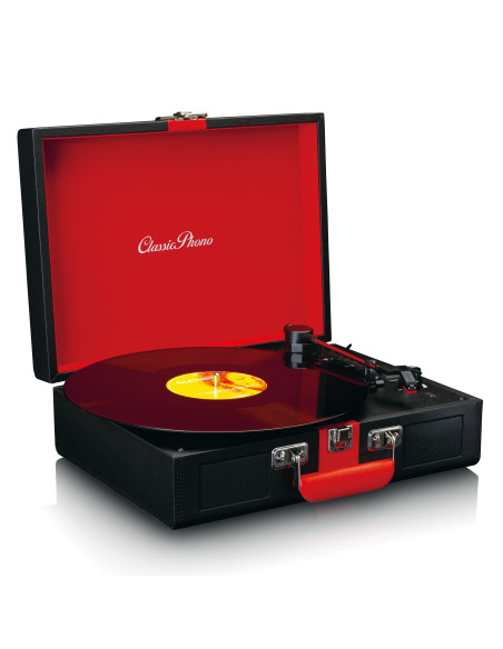 Lenco TT-110BKRD Lecteur de disques avec réception Bluetooth® et haut-parleurs intégrés Noir / Rouge