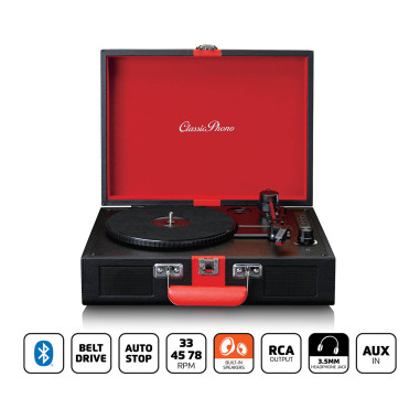 Lenco TT-110BKRD Lecteur de disques avec réception Bluetooth® et haut-parleurs intégrés Noir / Rouge