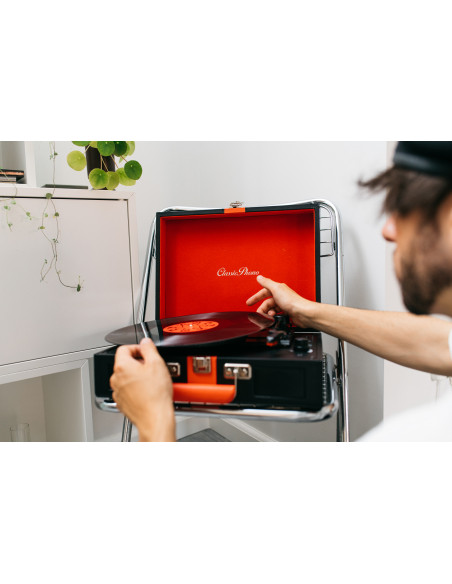 Lenco TT-110BKRD Lecteur de disques avec réception Bluetooth® et haut-parleurs intégrés Noir / Rouge