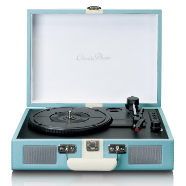 Lenco TT-110BUWH Lecteur de disques avec réception Bluetooth® et haut-parleurs intégrés Bleu / Blanc