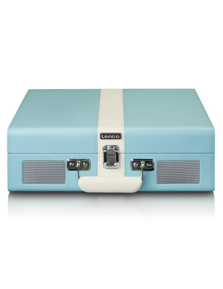 Lenco TT-110BUWH Lecteur de disques avec réception Bluetooth® et haut-parleurs intégrés Bleu / Blanc