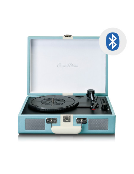 Lenco TT-110BUWH Lecteur de disques avec réception Bluetooth® et haut-parleurs intégrés Bleu / Blanc