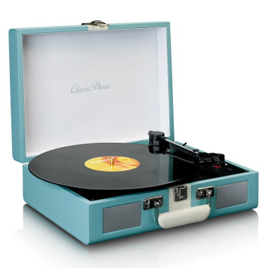 Lenco TT-110BUWH Lecteur de disques avec réception Bluetooth® et haut-parleurs intégrés Bleu / Blanc