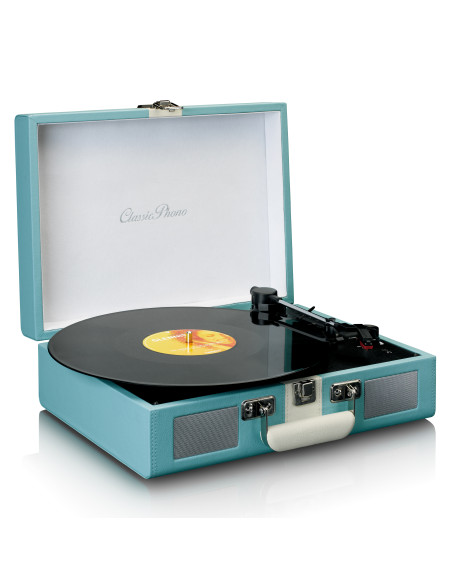 Lenco TT-110BUWH Lecteur de disques avec réception Bluetooth® et haut-parleurs intégrés Bleu / Blanc