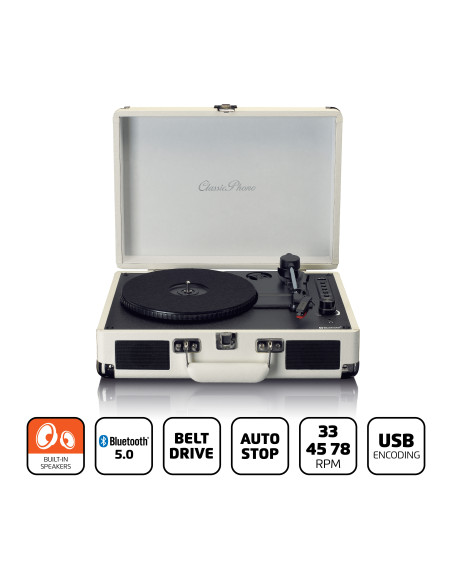 Lenco TT-115CR Lecteur de disques Bluetooth® avec haut-parleurs intégrés Cream