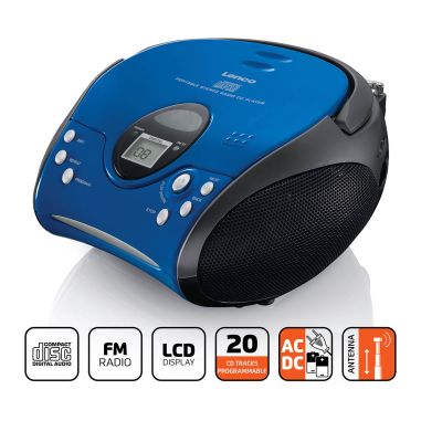 Lenco SCD-24 BLUE/BL Radio FM portable avec CD Bleu / Noir